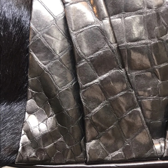 Cromia Women’s Brown Crocodile Embossed Leather Handbag Italy - Picture 8 of 12